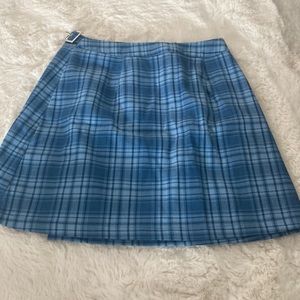 Blue John Galt plaid wrap skirt